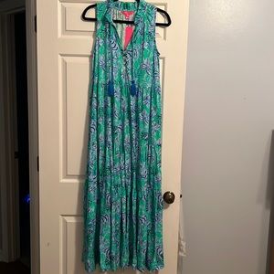 NWT Lilly Pulitzer Malone Maxi Dress-Print is Keepin it Reel, size Small.